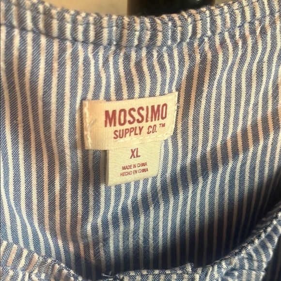 Blue Sleeveless w/ Off the Shoulder Sleeve Button Down Blouse - Picture 2 of 6